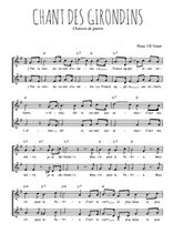 Téléchargez l'arrangement de la partition de Chant des girondins en PDF à deux voix