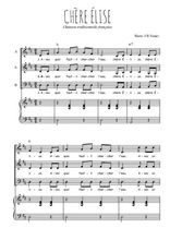 Téléchargez l'arrangement de la partition de Chère Élise en PDF pour trois voix mixtes et piano