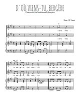 Téléchargez l'arrangement de la partition de D'où viens-tu en PDF pour deux voix égales et piano