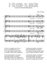 Téléchargez l'arrangement de la partition de D'où viens-tu en PDF pour 4 voix mixtes et piano
