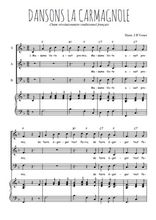 Téléchargez l'arrangement de la partition de Dansons la carmagnole en PDF pour trois voix mixtes et piano