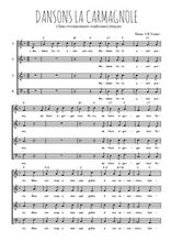 Téléchargez l'arrangement de la partition de Dansons la carmagnole en PDF à quatre voix SATB