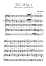 Téléchargez l'arrangement de la partition de Deck the halls en PDF pour trois voix d'hommes et piano