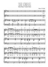 Téléchargez l'arrangement de la partition de Die Lorelei en PDF pour deux voix égales et piano