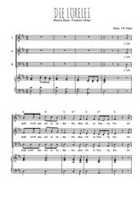 Téléchargez la partition de Die Lorelei en PDF pour 3 voix SAB et piano
