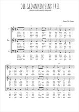 Téléchargez l'arrangement de la partition de Die gedanken sind frei en PDF à trois voix
