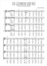 Téléchargez l'arrangement de la partition de chanson-allemande-die-gedanken-sind-frei en PDF à quatre voix