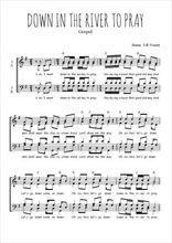 Téléchargez l'arrangement de la partition de Down in the river to pray en PDF à quatre voix SATB