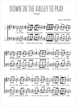 Téléchargez l'arrangement de la partition de Down in the valley to pray en PDF à quatre voix SATB