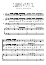 Téléchargez l'arrangement de la partition de Drunken sailor en PDF pour trois voix mixtes et piano