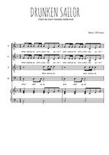 Téléchargez l'arrangement de la partition de Drunken sailor en PDF pour 4 voix mixtes et piano