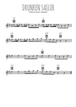 Téléchargez l'arrangement de la partition pour sax en Mib de la musique Drunken sailor en PDF