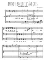 Téléchargez l'arrangement de la partition de Traditionnel-Entre-le-boeuf-et-l-ane-gris en PDF pour trois voix d'hommes