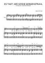 Téléchargez l'arrangement de la partition de Traditionnel-Es-tagt-der-Sonne-Morgenstrahl en PDF pour Chant et piano
