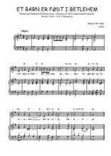 Téléchargez l'arrangement de la partition de Traditionnel-Et-barn-er-fodt-i-Betlehem en PDF pour Chant et piano