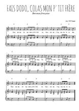 Téléchargez l'arrangement de la partition de comptine-fais-dodo-colas-mon-p-tit-frere en PDF pour Chant et piano