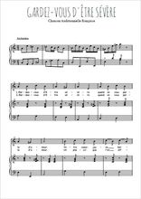 Téléchargez l'arrangement de la partition de gardez-vous-d-etre-severe en PDF pour Chant et piano