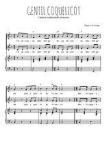 Téléchargez l'arrangement de la partition de Gentil coquelicot en PDF pour deux voix égales et piano