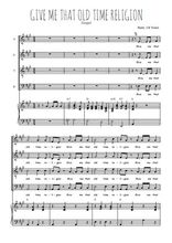 Téléchargez l'arrangement de la partition de Give me that old time religion en PDF pour 4 voix mixtes et piano