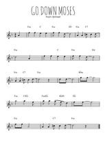 Téléchargez l'arrangement de la partition pour sax en Mib de la musique Go down Moses en PDF