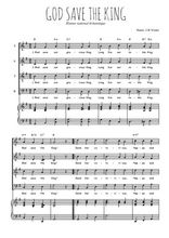Téléchargez l'arrangement de la partition de God save the king en PDF pour 4 voix mixtes et piano