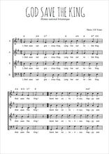 Téléchargez l'arrangement de la partition de God save the king en PDF à quatre voix SATB