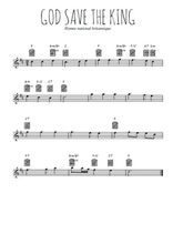 Téléchargez l'arrangement de la partition pour sax en Mib de la musique God save the king en PDF