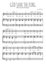 Téléchargez l'arrangement de la partition de hymne-national-britannique-god-save-the-king en PDF pour Chant et piano