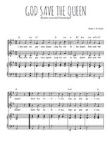 Téléchargez la partition de God save the Queen en PDF pour 2 voix égales et piano