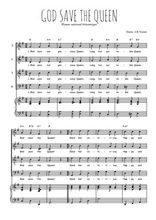 Téléchargez l'arrangement de la partition de God save the Queen en PDF pour 4 voix mixtes et piano