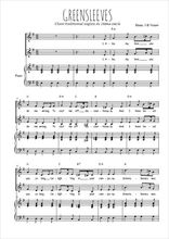 Téléchargez l'arrangement de la partition de Greensleeves en PDF pour deux voix égales et piano