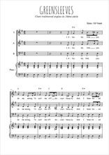 Téléchargez la partition de Greensleeves en PDF pour 3 voix SAB et piano