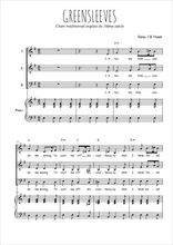 Téléchargez l'arrangement de la partition de Greensleeves en PDF pour trois voix mixtes et piano