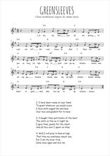 Téléchargez la partition de Greensleeves en PDF pour Chant et piano