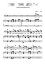 Téléchargez l'arrangement de la partition de Traditionnel-Guerre-guerre-vente-vent en PDF pour Chant et piano
