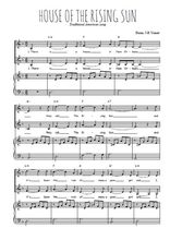Téléchargez l'arrangement de la partition de House of the rising sun en PDF pour deux voix égales et piano