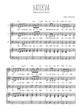 Téléchargez l'arrangement de la partition de Hatikva en PDF pour trois voix mixtes et piano