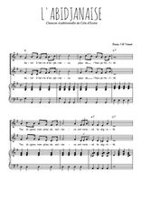 Téléchargez l'arrangement de la partition de L'abidjanaise en PDF pour deux voix égales et piano