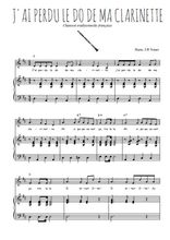 Téléchargez l'arrangement de la partition de j-ai-perdu-le-do-de-ma-clarinette en PDF pour Chant et piano