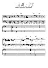 Téléchargez l'arrangement de la partition de J'ai vu le loup en PDF pour deux voix égales et piano