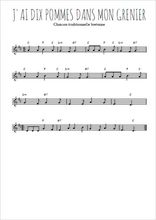 Téléchargez l'arrangement de la partition en Sib de la musique J'ai dix pommes dans mon grenier en PDF