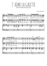Téléchargez l'arrangement de la partition de J'aime la galette en PDF pour deux voix égales et piano