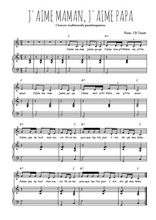 Téléchargez l'arrangement de la partition de j-aime-maman-j-aime-papa en PDF pour Chant et piano
