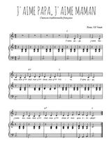 Téléchargez l'arrangement de la partition de Traditionnel-J-aime-papa-j-aime-maman en PDF pour Chant et piano