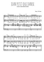 Téléchargez l'arrangement de la partition de Jean Petit qui danse en PDF pour deux voix égales et piano