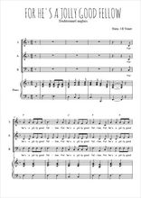 Téléchargez l'arrangement de la partition de For he's a jolly good fellow en PDF pour trois voix mixtes et piano