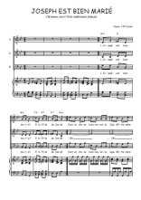 Téléchargez l'arrangement de la partition de Joseph est bien marié en PDF pour trois voix mixtes et piano