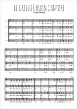 Téléchargez l'arrangement de la partition de El grillo e buon cantore en PDF à quatre voix SATB