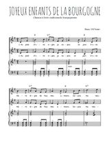 Téléchargez l'arrangement de la partition de Joyeux enfants de la Bourgogne en PDF pour deux voix égales et piano