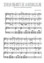 Téléchargez l'arrangement de la partition de Joyeux enfants de la Bourgogne en PDF pour trois voix mixtes et piano